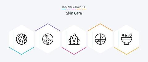 paquete de iconos de 25 líneas de skin que incluye skin. piel. protección de la piel. piel seca. natural vector