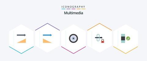 Multimedia 25 Flat icon pack including . data. target. complete. security vector