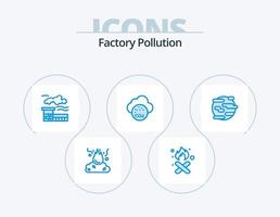 Contaminación de fábrica icono azul paquete 5 diseño de iconos. . mundo. aire. fumar. ayuda vector