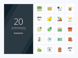 20 Ecommerce Flat Color icon for presentation vector