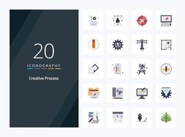 20 Creative Process Flat Color icon for presentation vector