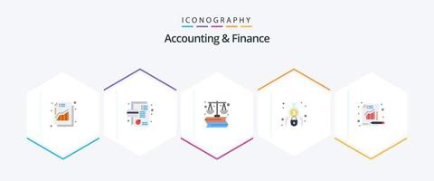 contabilidad y finanzas 25 paquete de iconos planos que incluye análisis. calculadora. Gráfico circular. calcular. marketing vector