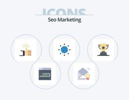 seo marketing flat icon pack 5 diseño de iconos. mundo. conectar. oferta. objetivo. arriba vector