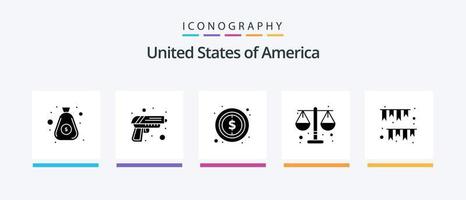 Usa Glyph 5 Icon Pack Including garland. scale. usa. law. court. Creative Icons Design vector