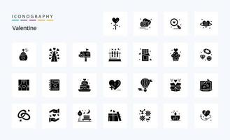 25 Valentine Solid Glyph icon pack vector