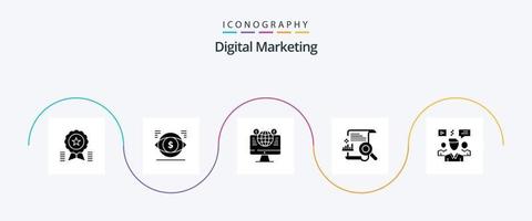 Digital Marketing Glyph 5 Icon Pack Including file. chart. finance. facebook. computer vector