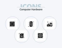 Computer Hardware Glyph Icon Pack 5 Icon Design. presentation. ram. cable. memory. chip vector