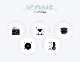 Summer Glyph Icon Pack 5 Icon Design. earth. grill. lens. food. barbecue vector