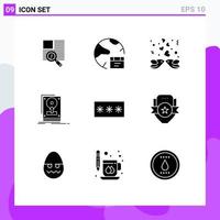 Pack of 9 creative Solid Glyphs of upload hdd internet drive love Editable Vector Design Elements