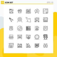 Set of 25 Modern UI Icons Symbols Signs for arrow connect office cloud live Editable Vector Design Elements