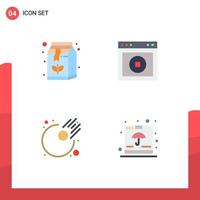 Pack of 4 Modern Flat Icons Signs and Symbols for Web Print Media such as beverage asteroid drink ux meteor Editable Vector Design Elements