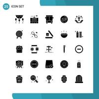 25 Thematic Vector Solid Glyphs and Editable Symbols of user education generator cap transport Editable Vector Design Elements