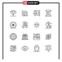 16 Thematic Vector Outlines and Editable Symbols of mail email gym address receipt Editable Vector Design Elements