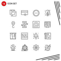 User Interface Pack of 16 Basic Outlines of crane idea interface design business Editable Vector Design Elements