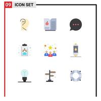 Set of 9 Modern UI Icons Symbols Signs for water best team comment profile business Editable Vector Design Elements