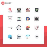 Pack of 16 Modern Flat Colors Signs and Symbols for Web Print Media such as business secure bed protection gdpr Editable Pack of Creative Vector Design Elements
