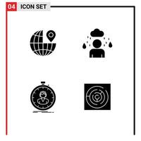 Universal Icon Symbols Group of 4 Modern Solid Glyphs of globe timer man fast circle Editable Vector Design Elements