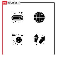 Universal Icon Symbols Group of 4 Modern Solid Glyphs of on water globe web celebrate Editable Vector Design Elements