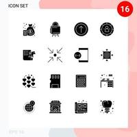 Set of 16 Modern UI Icons Symbols Signs for chess management secure efficiency chart Editable Vector Design Elements