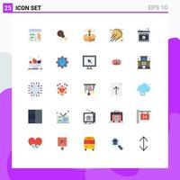 grupo de 25 signos y símbolos de colores planos para elementos de diseño de vectores editables en el espacio del navegador de la bombilla del jugador en línea