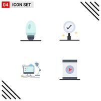 4 Flat Icon concept for Websites Mobile and Apps bulb lamp business workplace cinema Editable Vector Design Elements