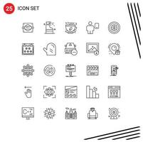 Group of 25 Lines Signs and Symbols for globe human tea device avatar Editable Vector Design Elements