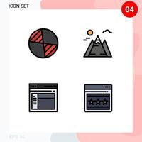 4 Filledline Flat Color concept for Websites Mobile and Apps center website landscape internet web Editable Vector Design Elements