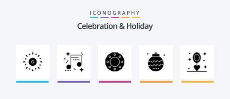 Celebration and Holiday Glyph 5 Icon Pack Including holiday. christmas. party. celebration. holiday. Creative Icons Design vector