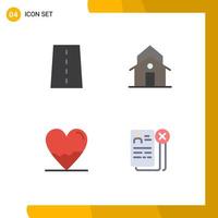 4 Universal Flat Icons Set for Web and Mobile Applications driveway tower path church biology Editable Vector Design Elements