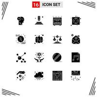 Set of 16 Modern UI Icons Symbols Signs for plug eco button board microwave Editable Vector Design Elements