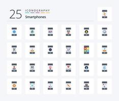 Smartphones 25 Flat Color icon pack including recycle. junk. social. deleted. payment vector