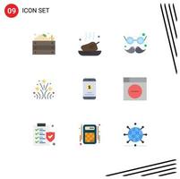 paquete de iconos de vector de stock de 9 signos y símbolos de línea para elementos de diseño de vector editables de traje de fuego de comida de fuegos artificiales de boda