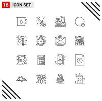 Set of 16 Vector Outlines on Grid for halloween axe eco ui plus Editable Vector Design Elements