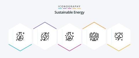 paquete de iconos de 25 líneas de energía sostenible que incluye renovables. medicamento. renovable. Tecnología verde. ciencia vector