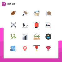 16 User Interface Flat Color Pack of modern Signs and Symbols of portfolio case brush business product Editable Pack of Creative Vector Design Elements