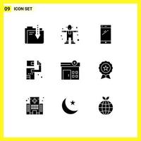 9 User Interface Solid Glyph Pack of modern Signs and Symbols of killer gunman scarecrow assassin android Editable Vector Design Elements