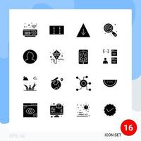 Group of 16 Modern Solid Glyphs Set for gras round key man security Editable Vector Design Elements