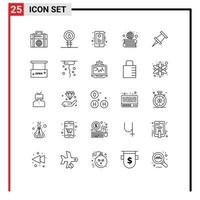 Set of 25 Modern UI Icons Symbols Signs for marker geography laboratory education mobile Editable Vector Design Elements