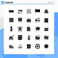 Mobile Interface Solid Glyph Set of 25 Pictograms of protection explorer economy cosmonaut mark Editable Vector Design Elements