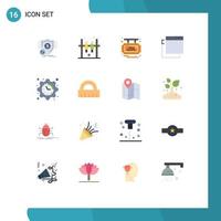 16 iconos creativos signos y símbolos modernos de aplicaciones de configuración de tablero de reloj de tiempo paquete editable de elementos creativos de diseño de vectores