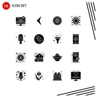 Modern Set of 16 Solid Glyphs and symbols such as cream sunflower data flower statistics Editable Vector Design Elements