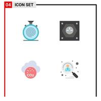 4 Creative Icons Modern Signs and Symbols of action socket nonstop energy carbone dioxide Editable Vector Design Elements