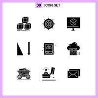 9 User Interface Solid Glyph Pack of modern Signs and Symbols of box sorting education sort school Editable Vector Design Elements