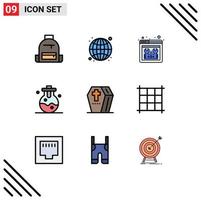 conjunto de 9 iconos de interfaz de usuario modernos símbolos signos para laboratorio de halloween reparación de laboratorio web elementos de diseño vectorial editables vector