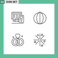 4 Thematic Vector Filledline Flat Colors and Editable Symbols of computer love calculatre pumpkin v Editable Vector Design Elements