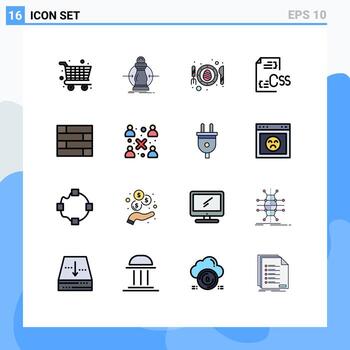 Modern Set of 16 Flat Color Filled Lines and symbols such as lock pad development egg develop coding Editable Creative Vector Design Elements