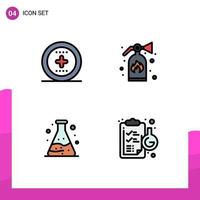 4 Universal Filledline Flat Colors Set for Web and Mobile Applications element waste ux security chemical Editable Vector Design Elements