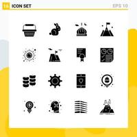 Pictogram Set of 16 Simple Solid Glyphs of health interface masjid user mountain Editable Vector Design Elements