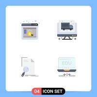 Pictogram Set of 4 Simple Flat Icons of cpc file seo economy page Editable Vector Design Elements