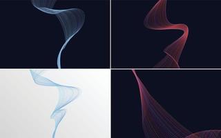 Set of 4 vector backgrounds featuring geometric wave patterns